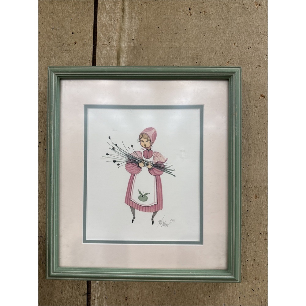P. Buckley Moss McKenzie "Laura's Flowers" Print Framed Signed 1997 282/1000